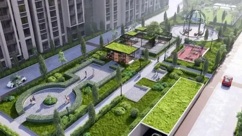 Abhee City Urban Glenn clubhouse gardens and pools from above